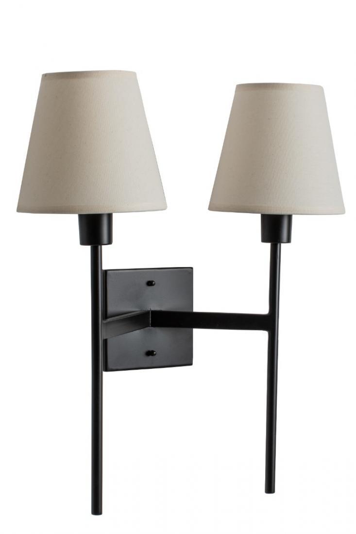 Arandela Foco Metallo Tocheiro Dupla Cúpulas Tecido 2L E27 480x380x180mm AR 125