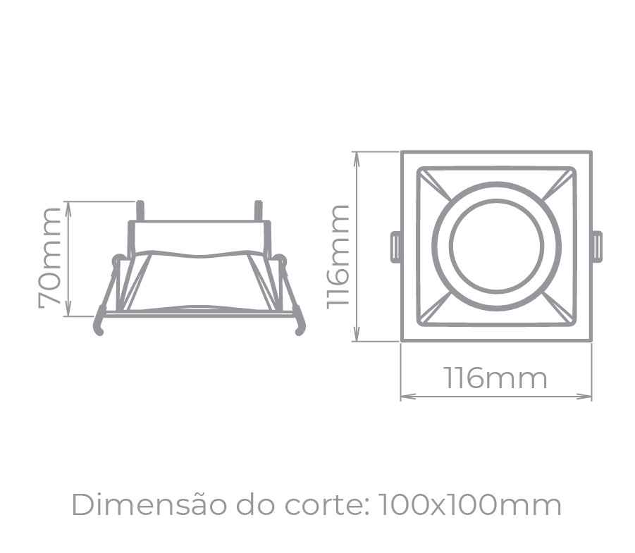 Spot Embutido Direcionável Stella Square Branco AR70 116x116mm STH8930BR