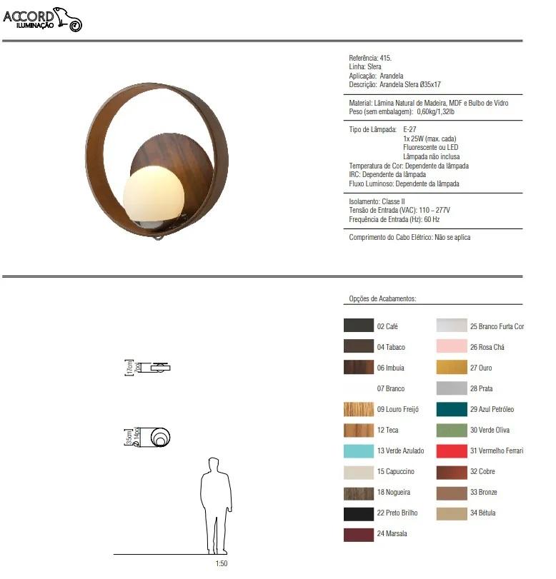 Arandela Accord Sfera 1L E27 Ø350x160mm 415