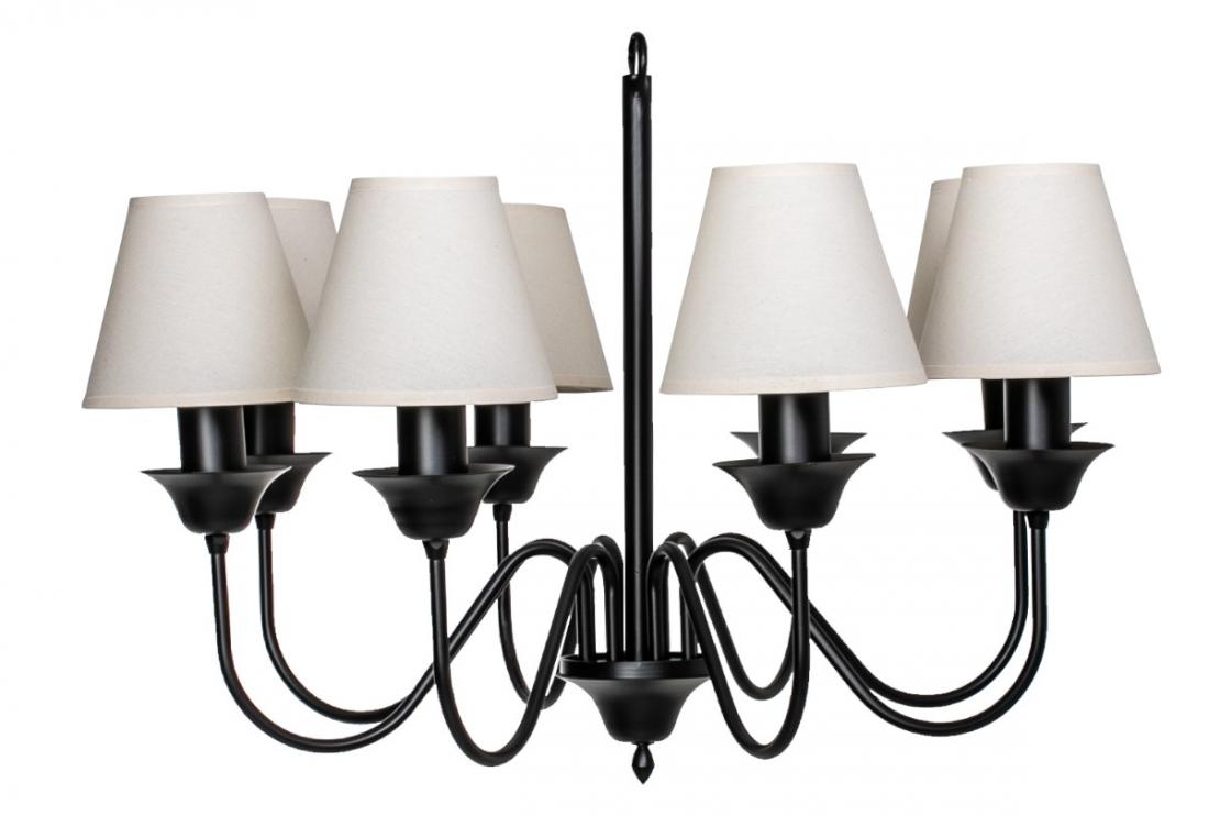 Lustre Foco Metallo Belga Cúpulas Tecido 8L E27 Ø700x480mm LU 409/8
