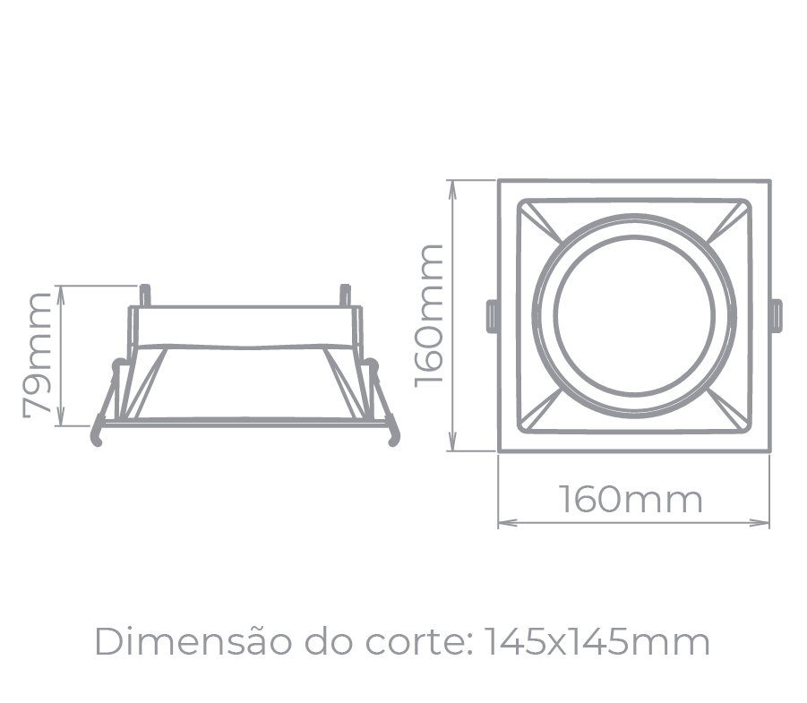 Spot Embutido Direcionável Stella Square Branco AR111 160x160mm STH8935BR