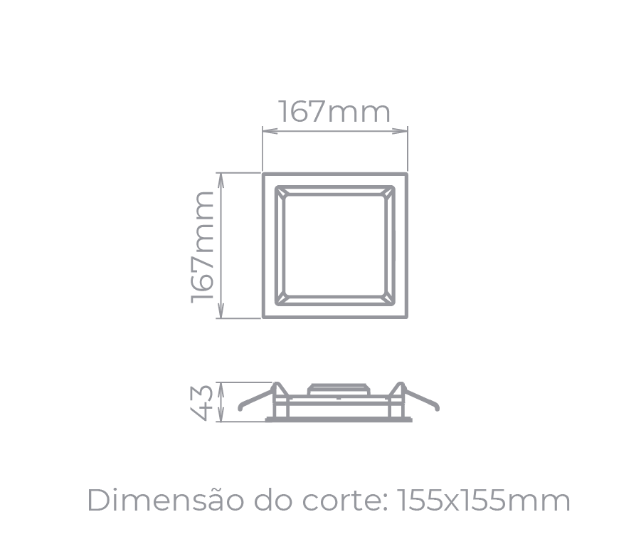 Painel Embutir Stella Deep Branco Recuado 12 Watts 3000K 167x167mm STH8902BR/30