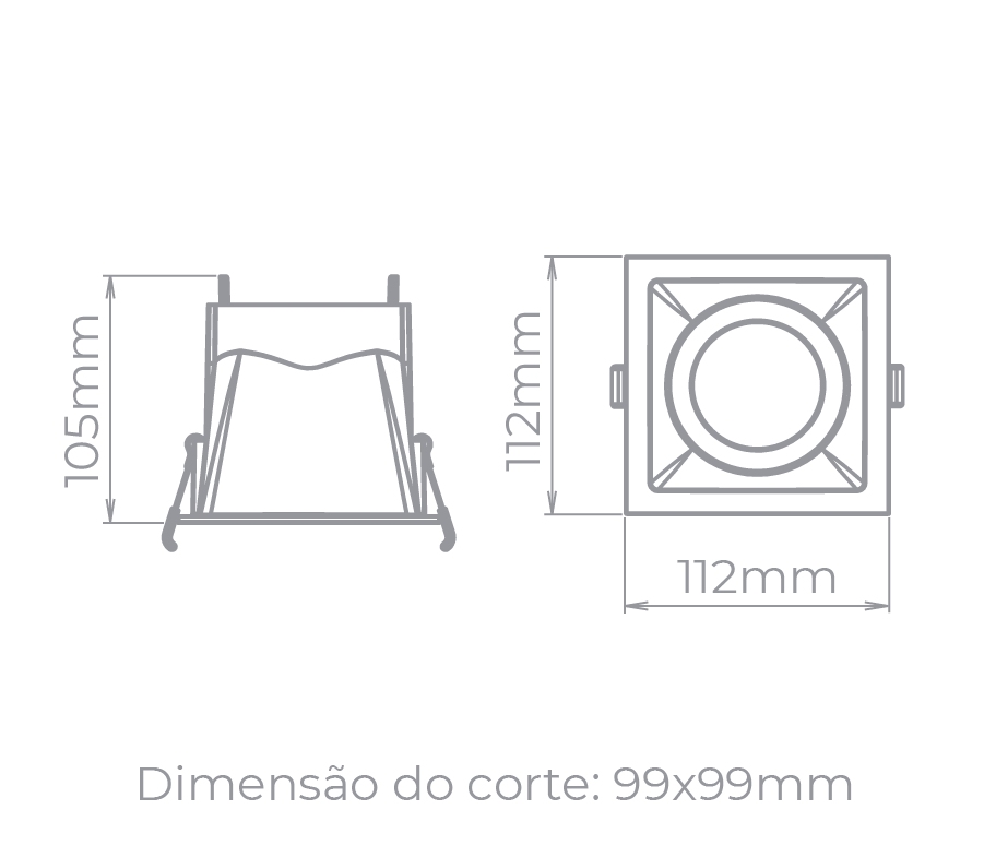 Spot Embutido Direcionável Stella Square Ghost Branco PAR20 112x112mm STH8950BR