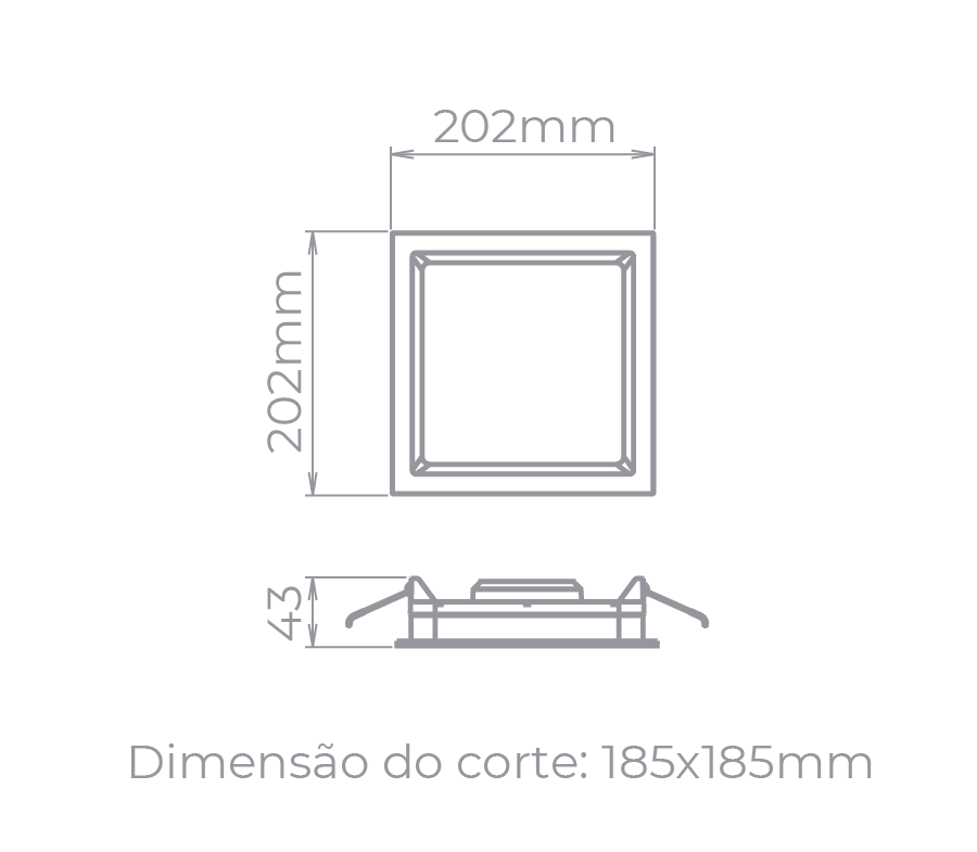 Painel Embutir Stella Deep Branco Recuado 17 Watts 4000K 202x202mm STH8903BR/40