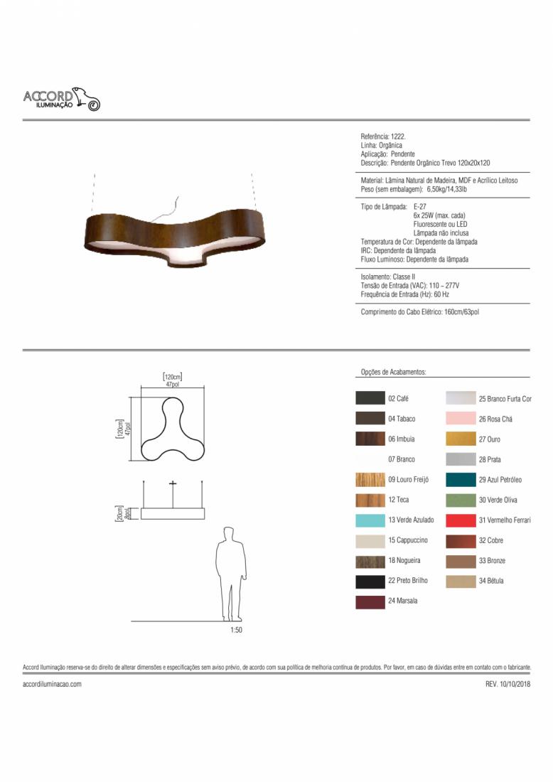 Pendente Accord Orgânico Trevo 6L E27 1200x200x1200mm 1222