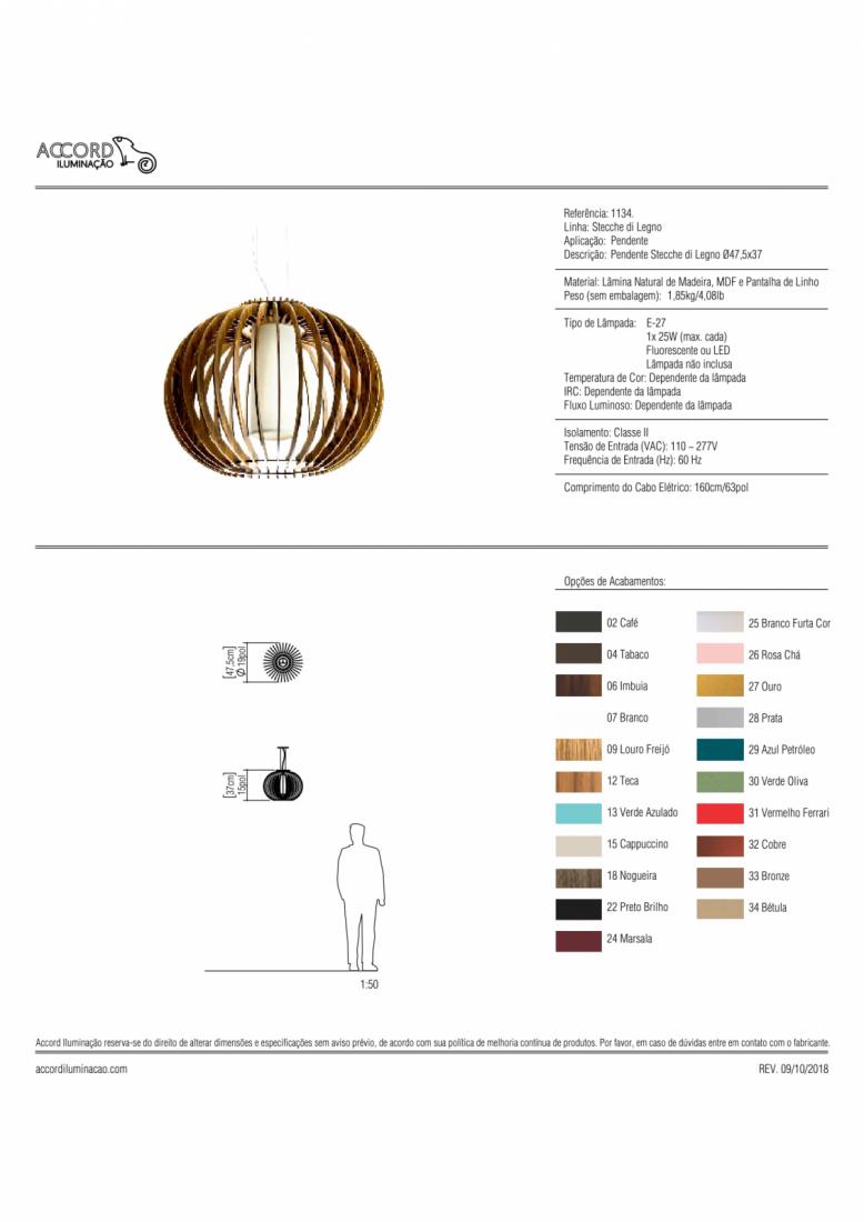 Pendente Accord Stecche Di Legno 1L E27 Ø470x370mm 1134