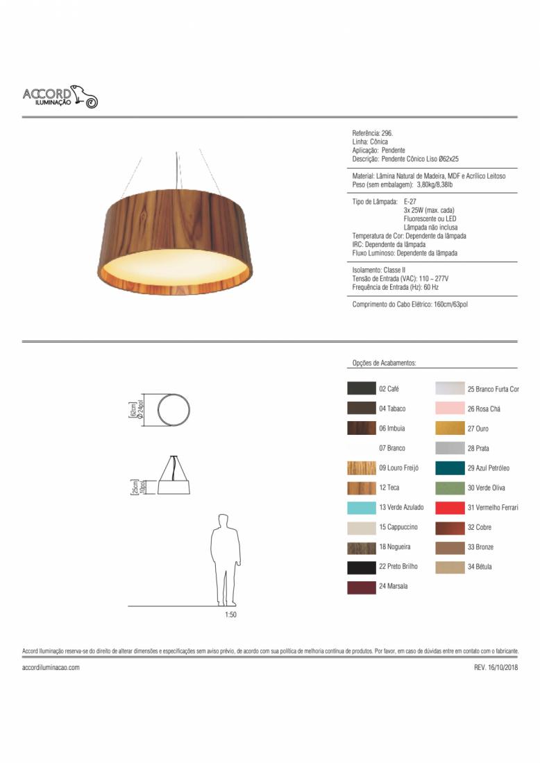 Pendente Accord Cônico Liso 3L E27 Ø620x250mm 296