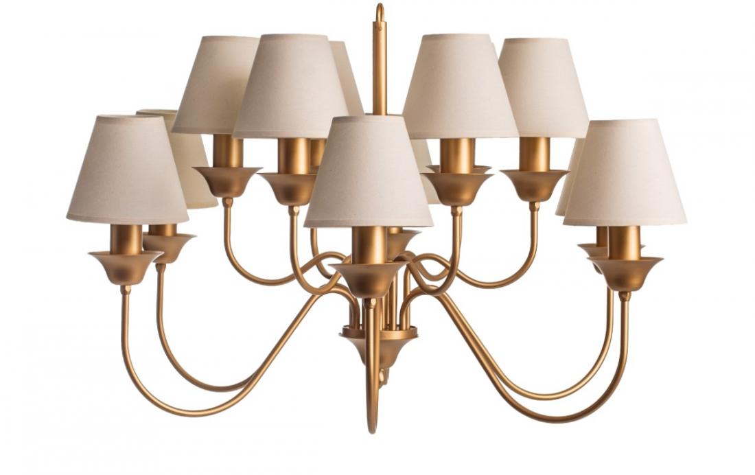 Lustre Foco Metallo Belga Cúpulas Tecido 12L E27 Ø900x510mm LU 409/12
