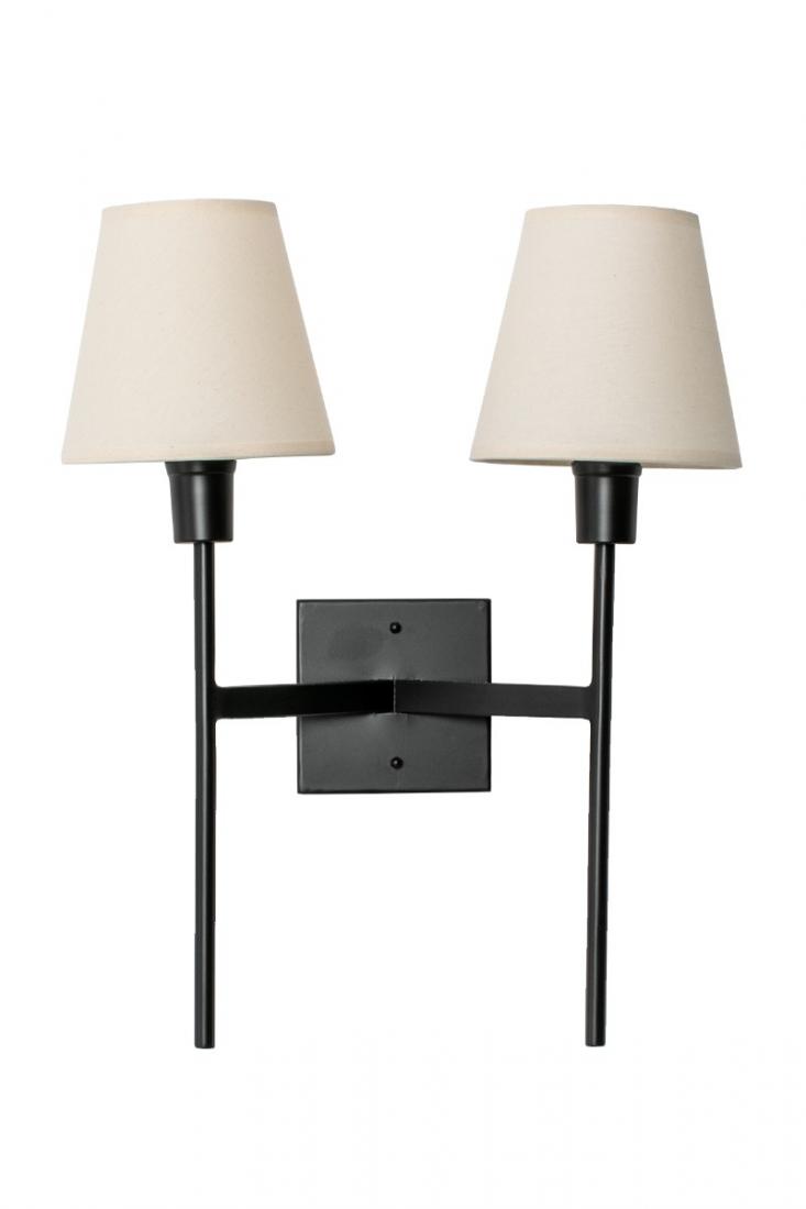 Arandela Foco Metallo Tocheiro Dupla Cúpulas Tecido 2L E27 480x380x180mm AR 125