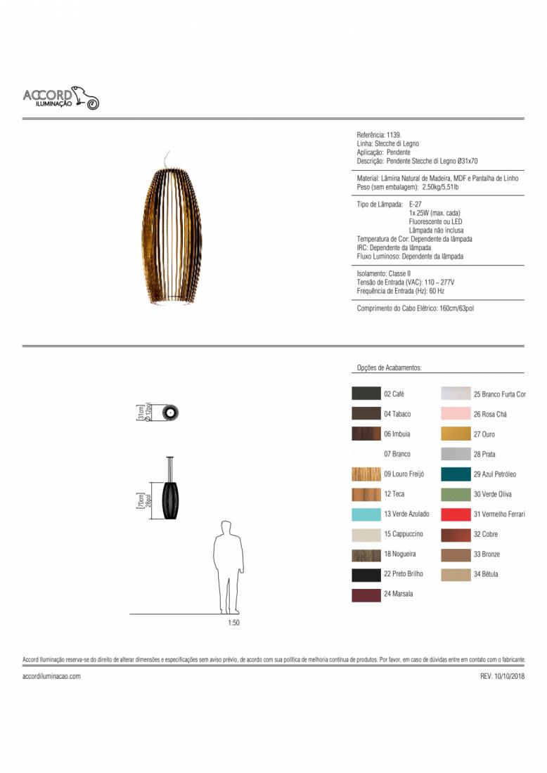 Pendente Accord Stecche Di Legno 1L E27 Ø310x700mm 1139