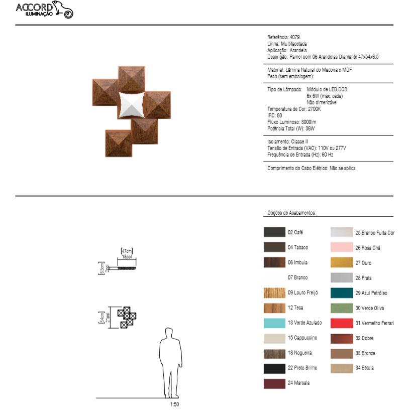 Arandela Accord Painéis de Arandelas Diamante 6L G9 465x65x540mm 4079
