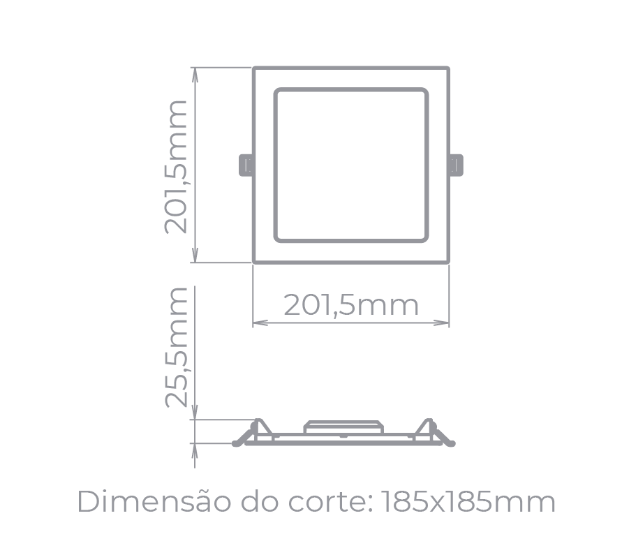 Painel Embutir Stella 18 Watts 3000K 120° 201x201mm STH9953Q/30
