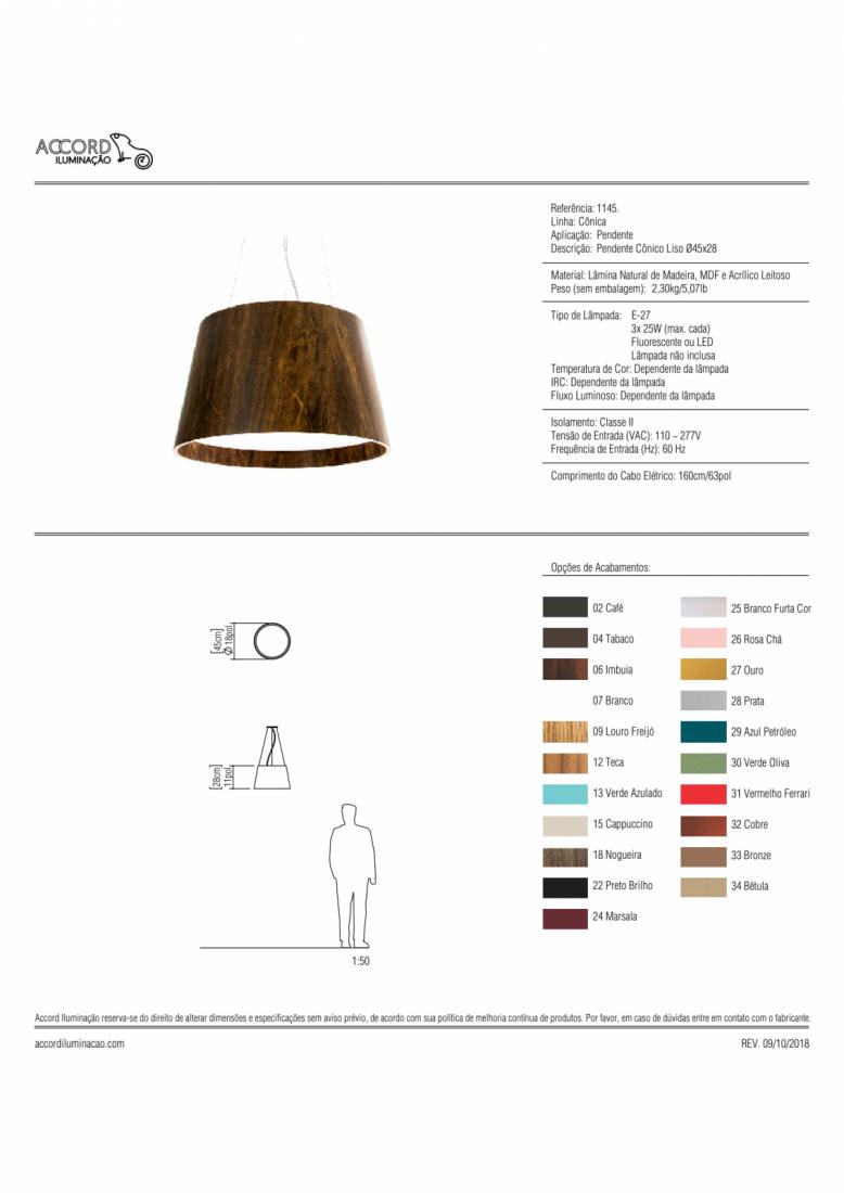 Pendente Accord Cônico Liso 3L E27 Ø450x280mm 1145