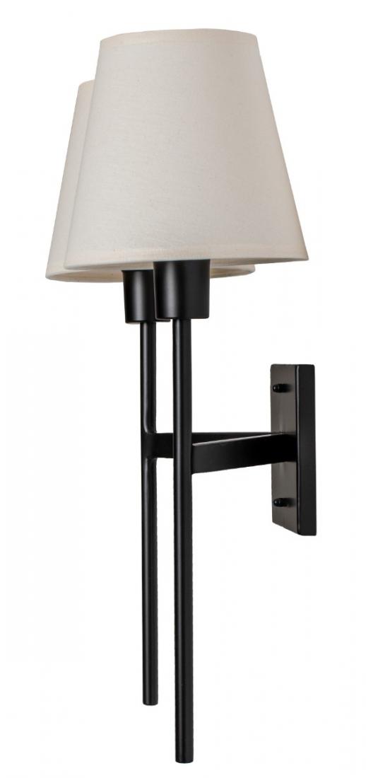 Arandela Foco Metallo Tocheiro Dupla Cúpulas Tecido 2L E27 480x380x180mm AR 125