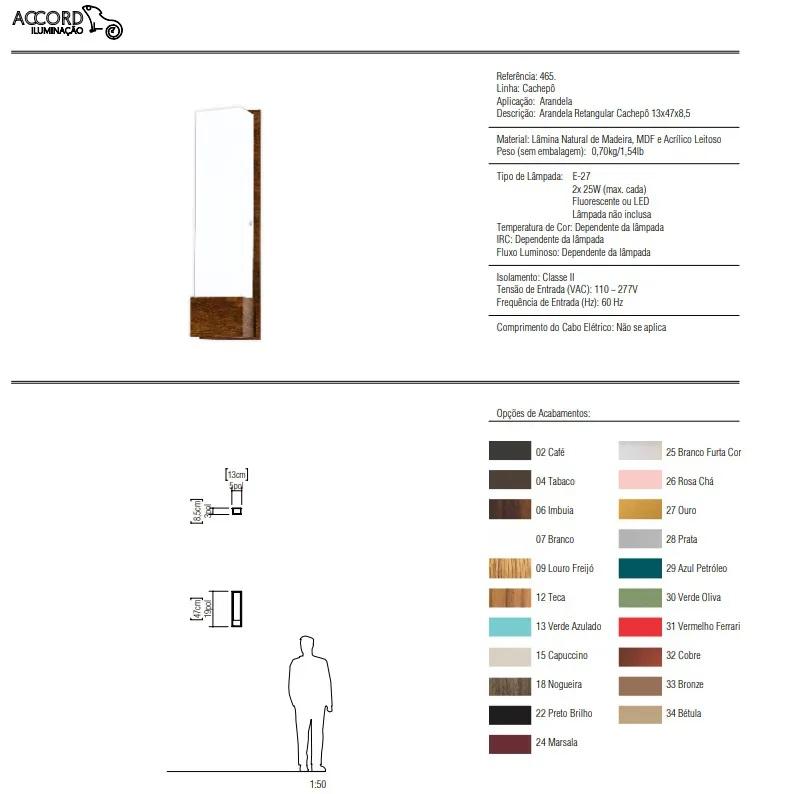 Arandela Accord Clean 2L E27 470x130x85mm 465