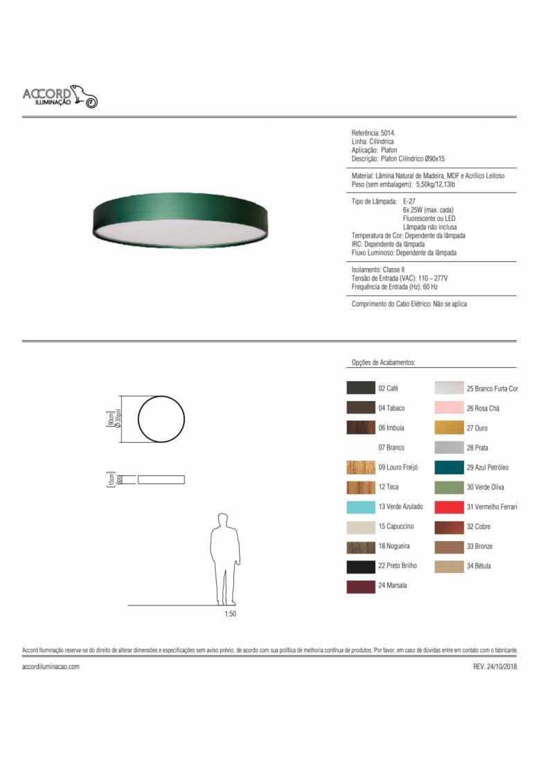 Plafon Accord Cilíndrico 6L E27 Ø900X150mm 5014