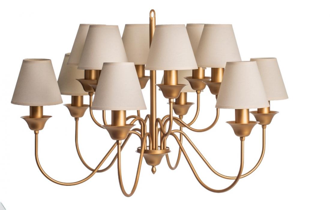 Lustre Foco Metallo Belga Cúpulas Tecido 12L E27 Ø900x510mm LU 409/12