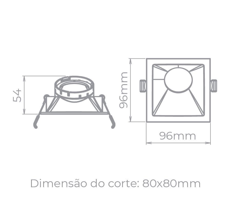 Spot Embutido Angular Stella Square Angle Branco 25° Dicróica 96x96mm STH8970BR