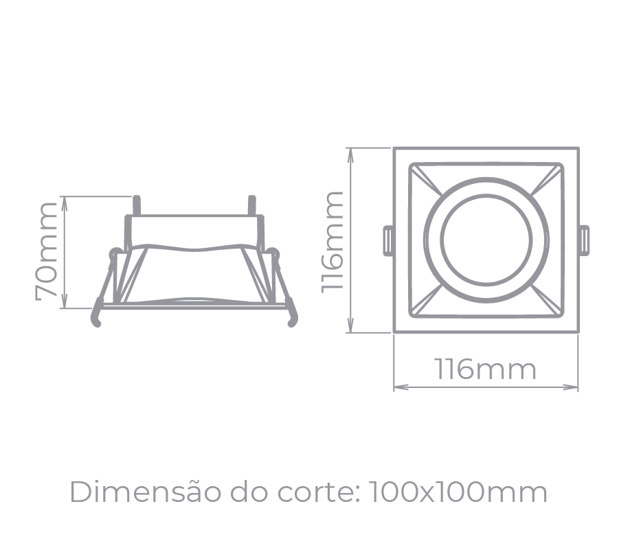 Spot Embutido Direcionável Stella Square Branco PAR20 116x116mm STH8920BR