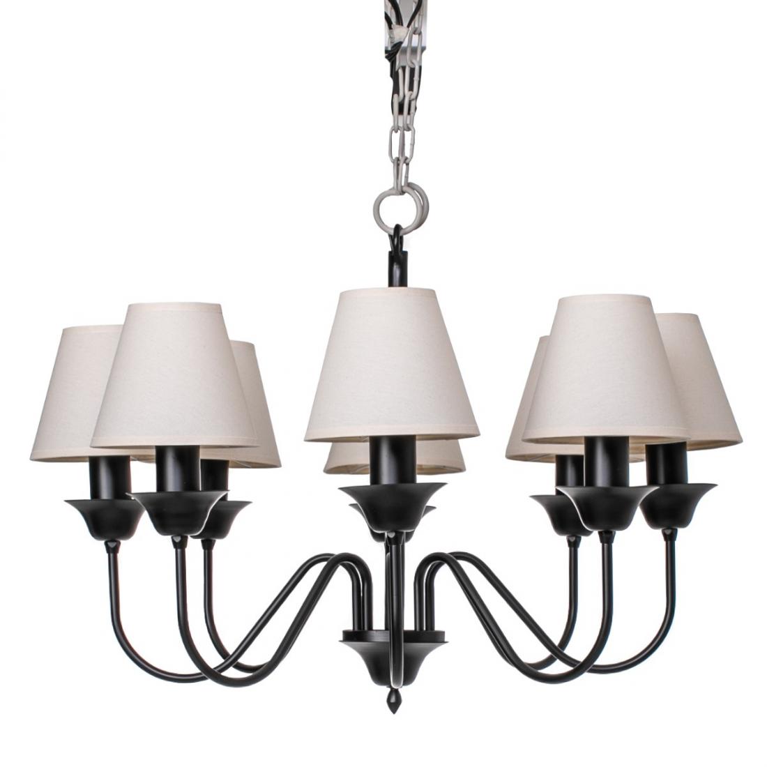 Lustre Foco Metallo Belga Cúpulas Tecido 8L E27 Ø700x480mm LU 409/8