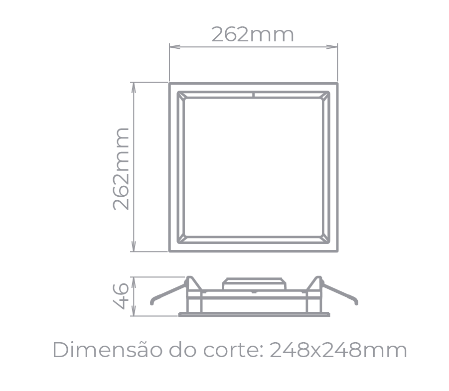 Painel Embutir Stella Deep Branco Recuado 22 Watts 3000K 262x262mm STH8904BR/30