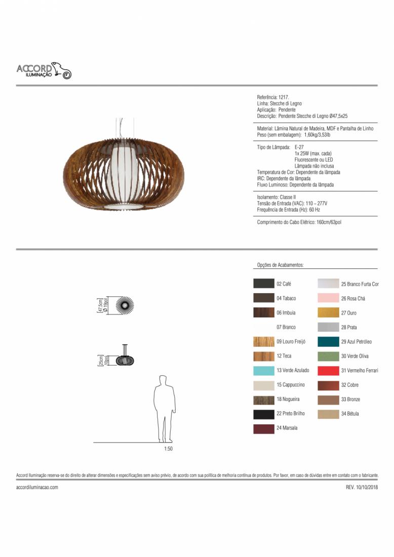 Pendente Accord Stecche Di Legno 1L E27 Ø475x250mm 1217