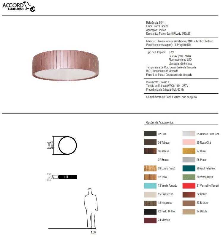 Plafon Accord Barril Ripado 6L E27 Ø800x150mm 5041