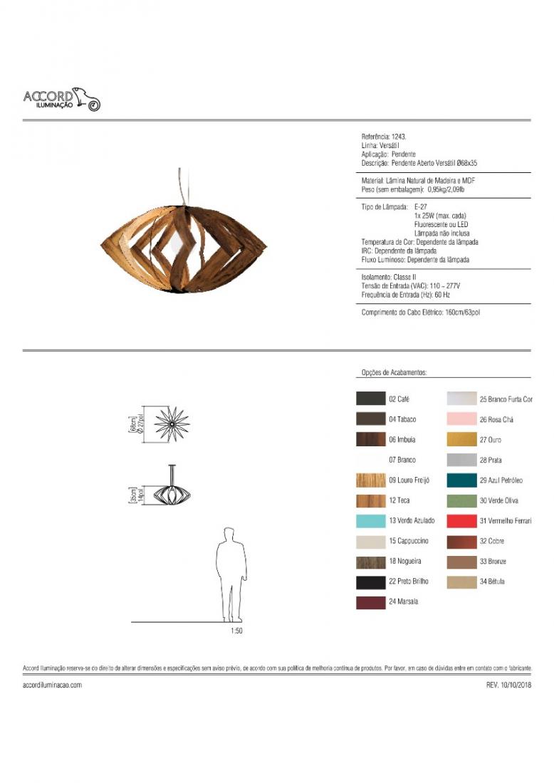 Pendente Accord Aberto Versátil 1L E27 Ø680x350mm 1243