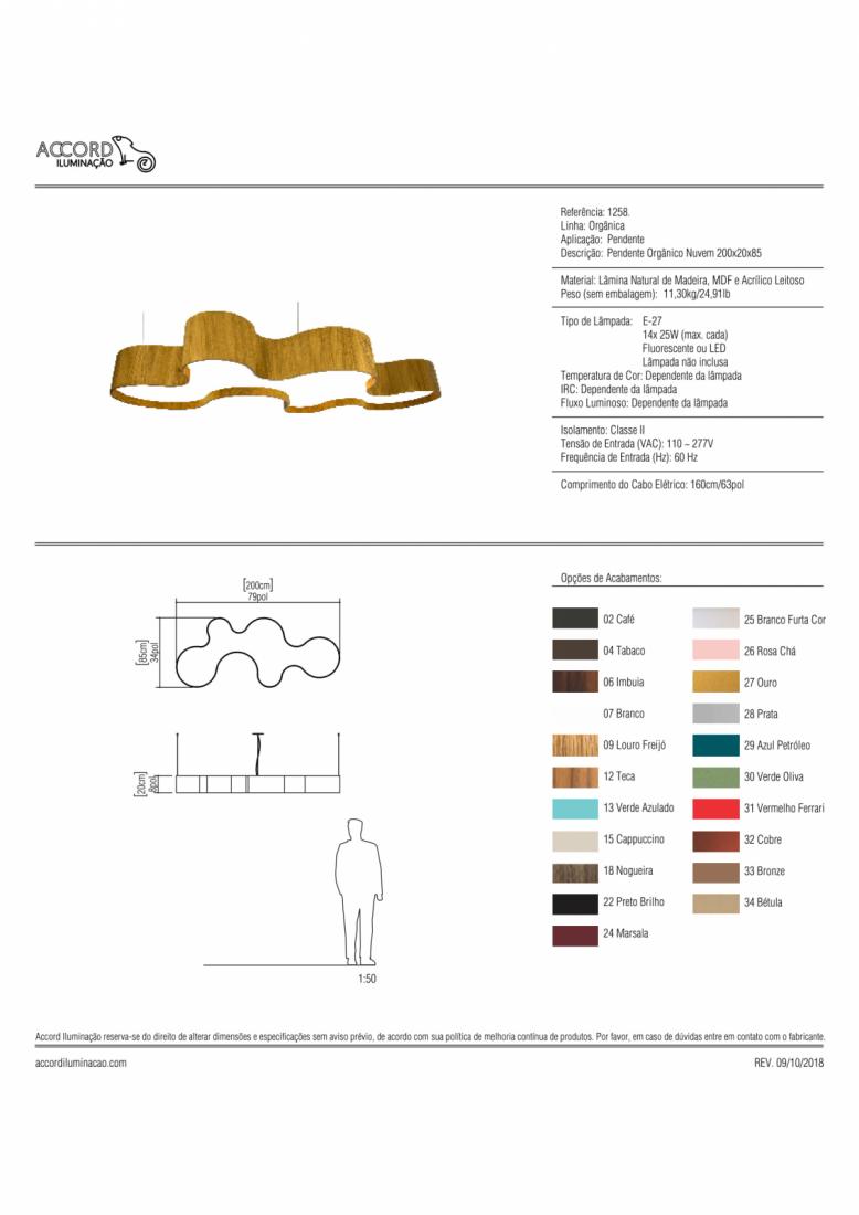 Pendente Accord Orgânico Nuvem 14L E27 2000x200x850mm 1258