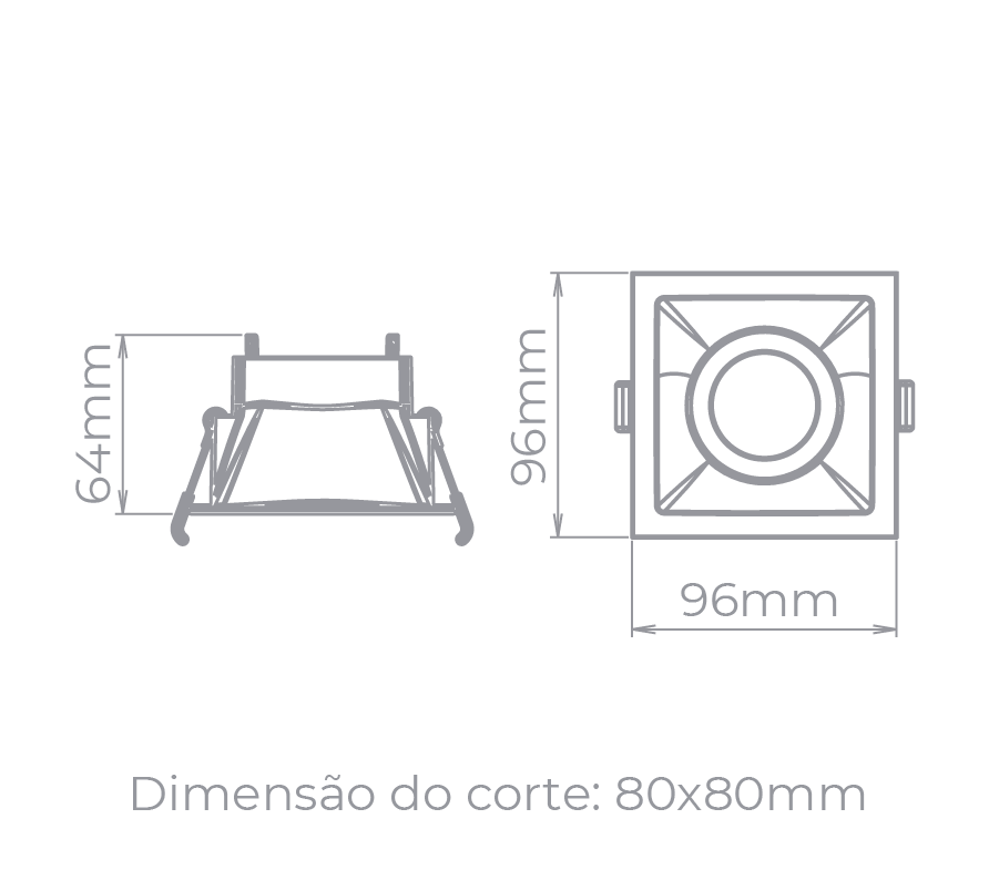 Spot Embutido Direcionável Stella Square Preto Dicróica 96x96mm STH8915PTO