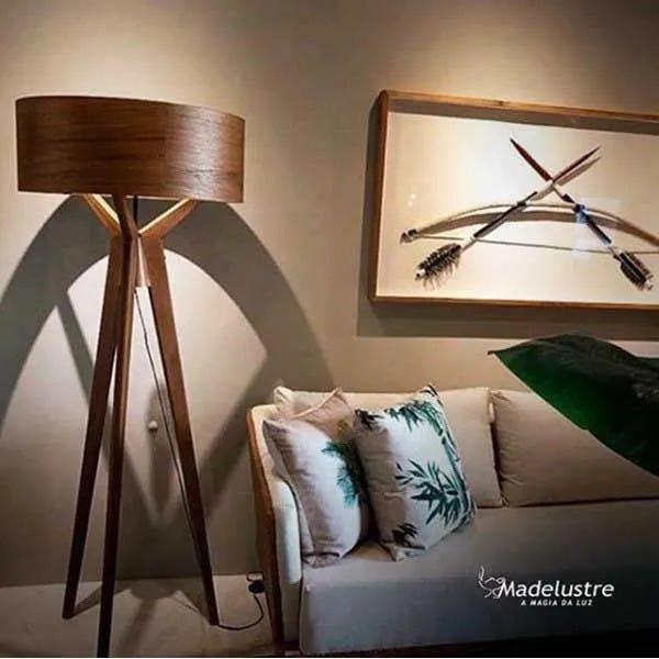 Coluna de Piso Madelustre Navi Cúpula Madeira 1L E27 Ø650x1700mm 2790