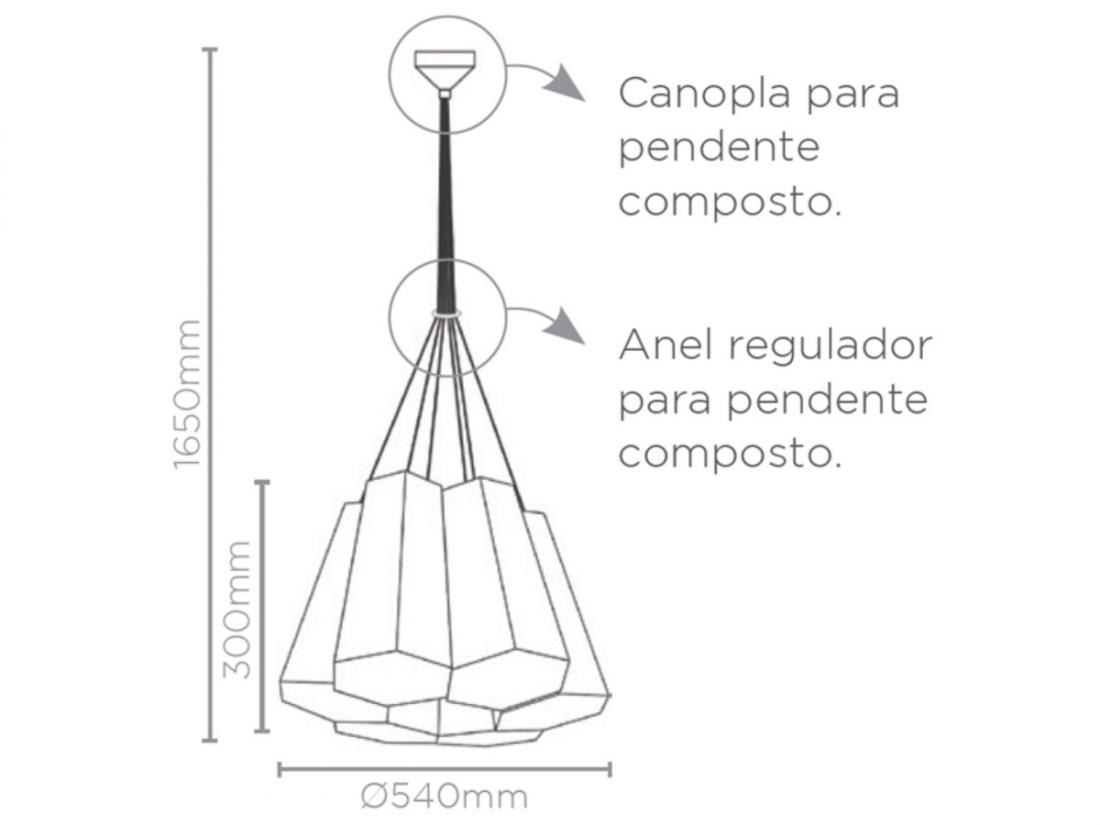 Canopla Composta Stella para Pendente (Até 6 unidades) Metal Cromado SD8599