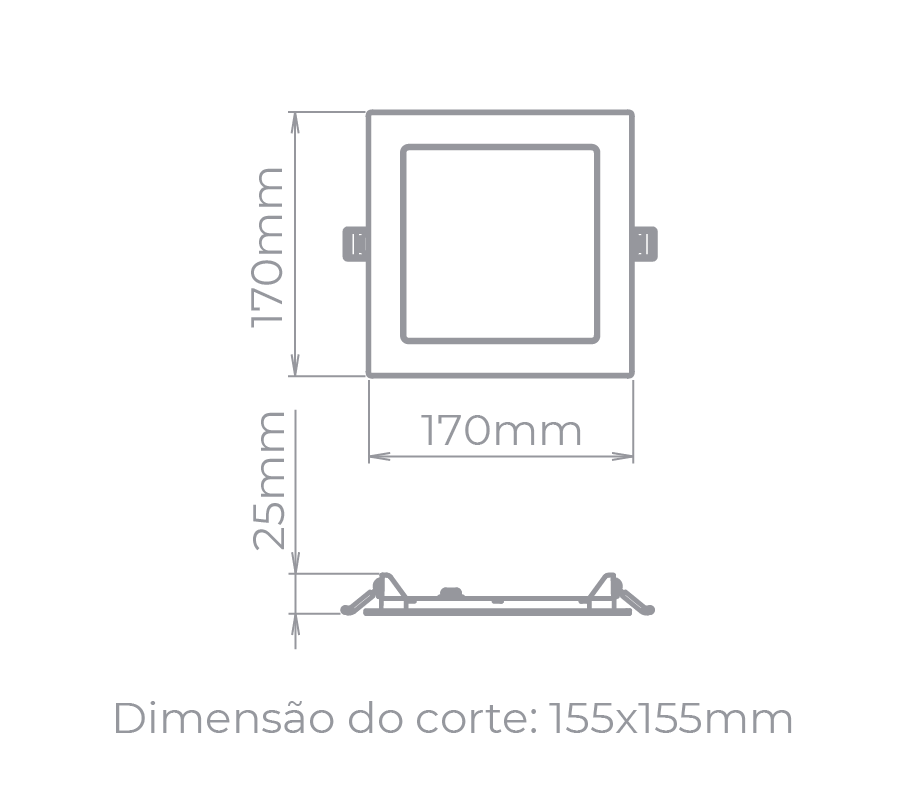 Painel Embutir Stella 12 Watts 4000K 120° 170x170mm STH9952Q/40