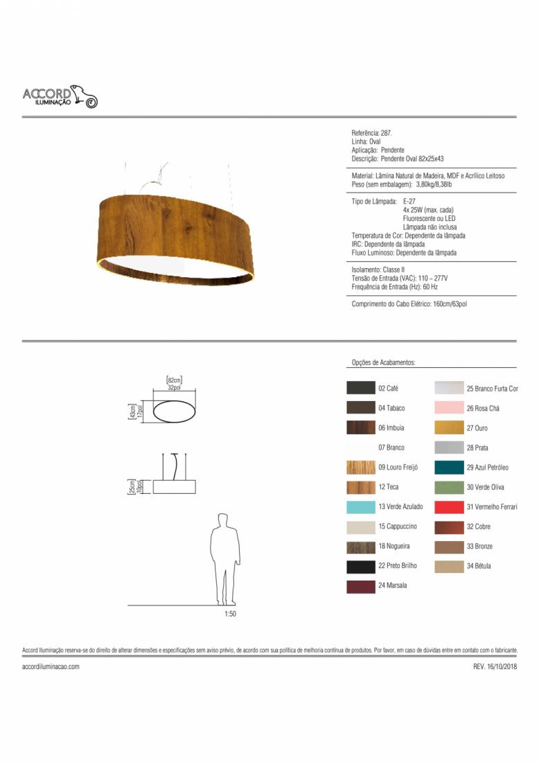 Pendente Accord Oval 4L E27 820x250x450mm 287