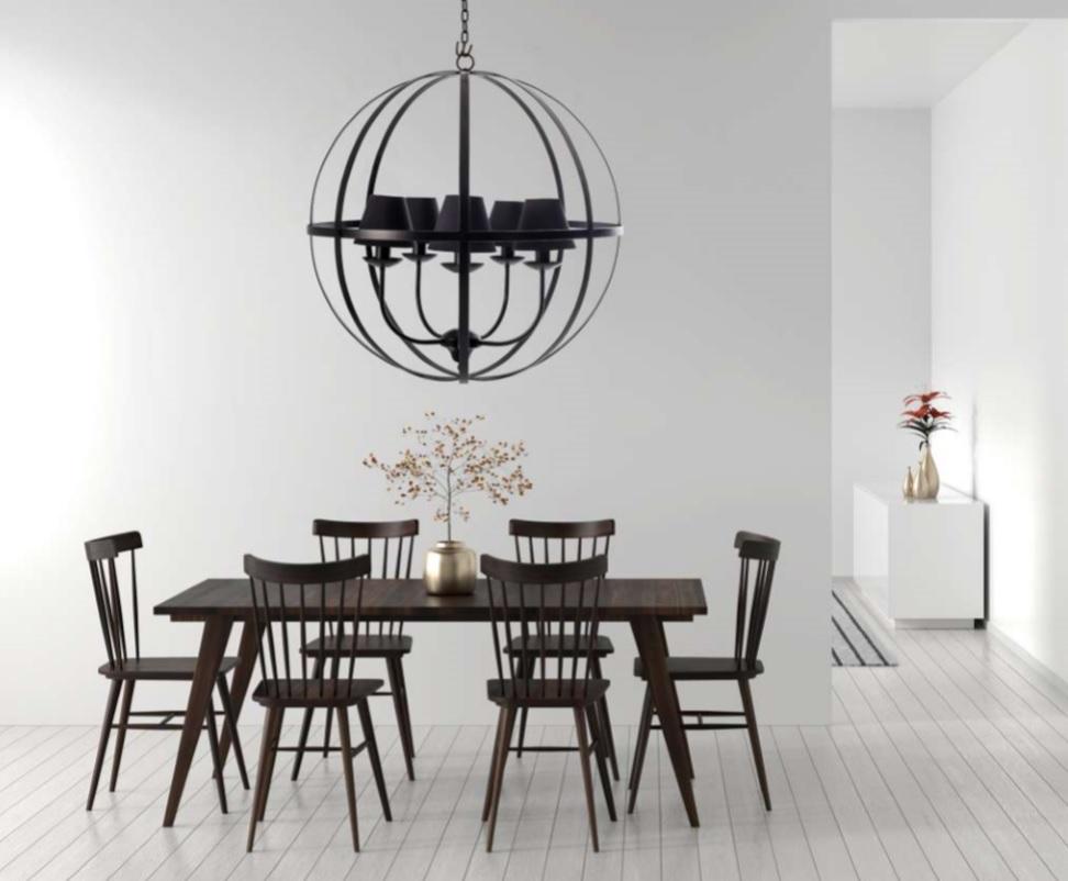 Lustre Foco Metallo Globo G Cúpulas Tecido 5L E27 Ø800x850mm LU 404/5
