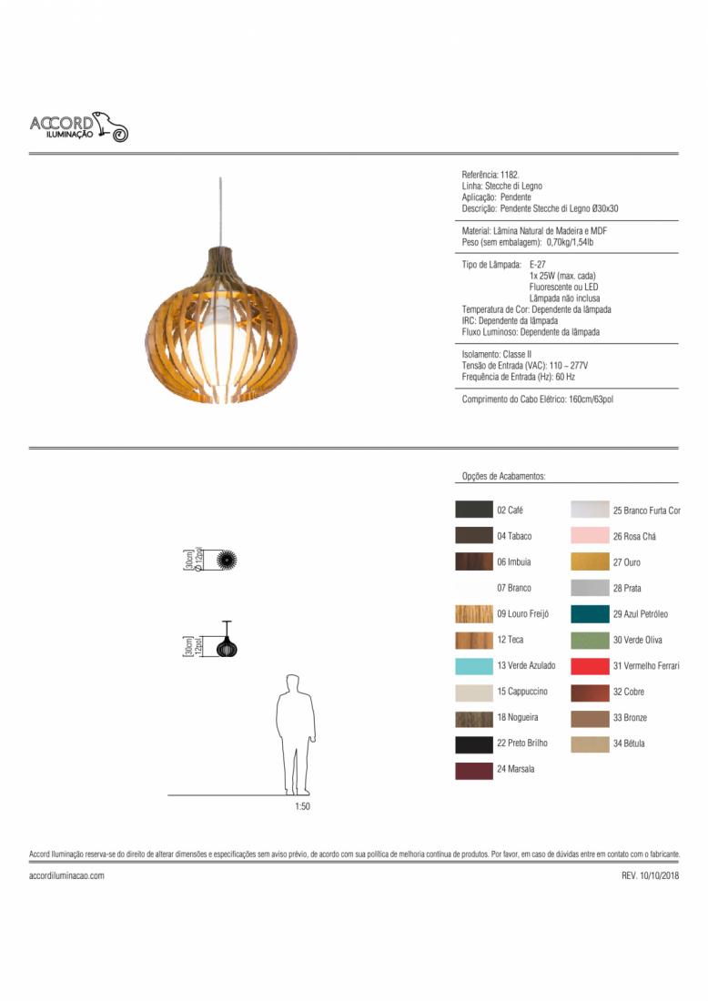 Pendente Accord Stecche Di Legno 1L E27 Ø290x300mm 1182