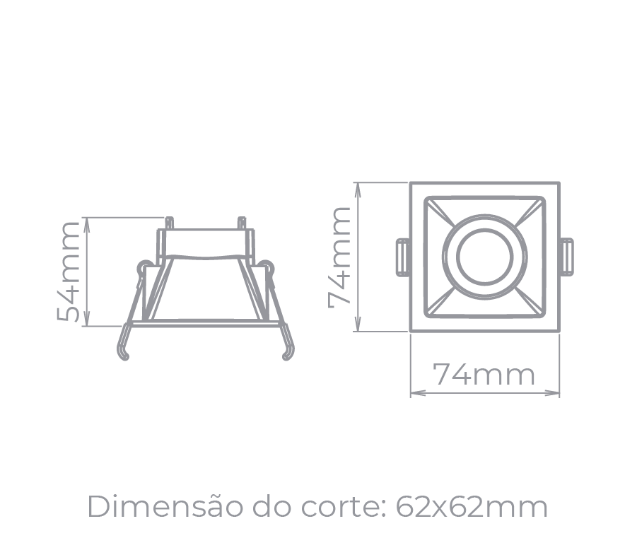 Spot Embutido Direcionável Stella Square Branco Mini Dicróica 74x74mm STH8910BR