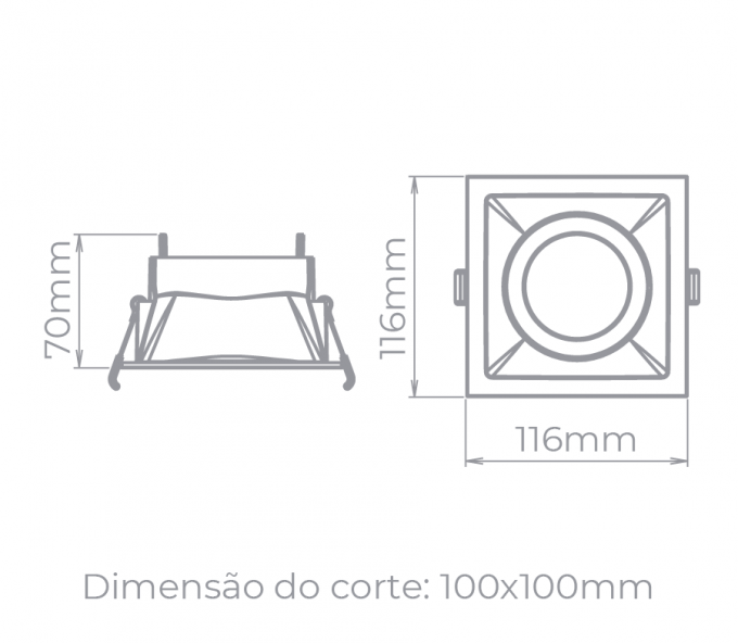 Spot Embutido Direcionável Stella Square Branco AR70 116x116mm STH8930BR