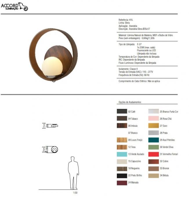 Arandela Accord Sfera 1L E27 Ø350x160mm 415