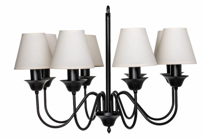 Lustre Foco Metallo Belga Cúpulas Tecido 8L E27 Ø700x480mm LU 409/8