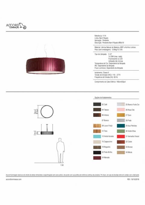 Pendente Accord Barril Ripado 7L E27 Ø900x190mm 1114