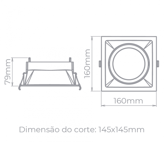Spot Embutido Direcionável Stella Square Branco AR111 160x160mm STH8935BR