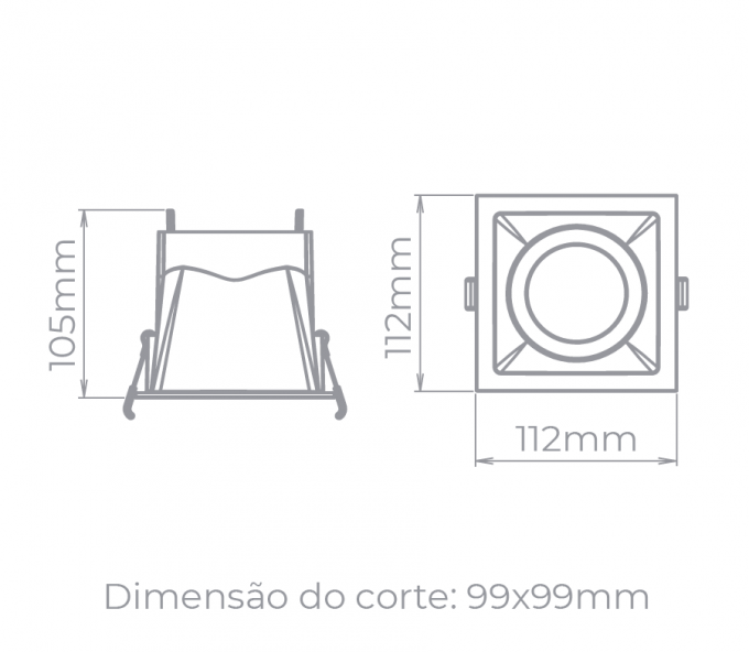 Spot Embutido Direcionável Stella Square Ghost Branco PAR20 112x112mm STH8950BR