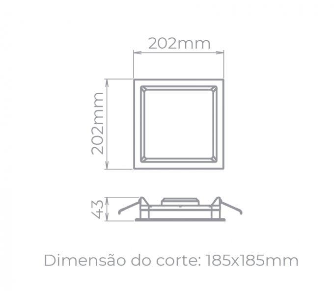 Painel Embutir Stella Deep Branco Recuado 17 Watts 4000K 202x202mm STH8903BR/40