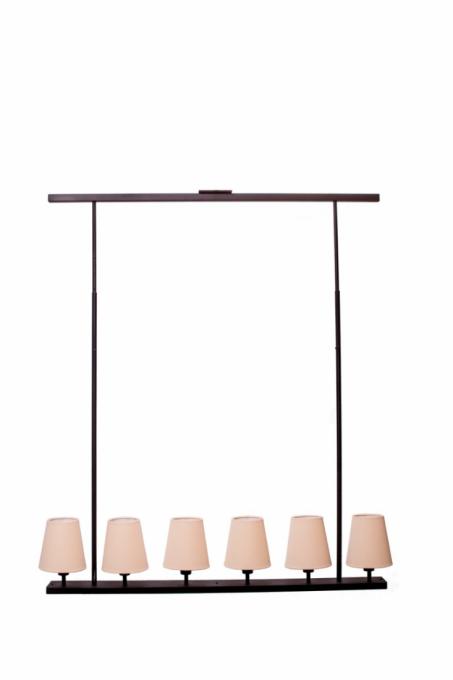 Pendente Foco Metallo Tocheiro Cúpula Tecido 6L E27 1100mm PE 506