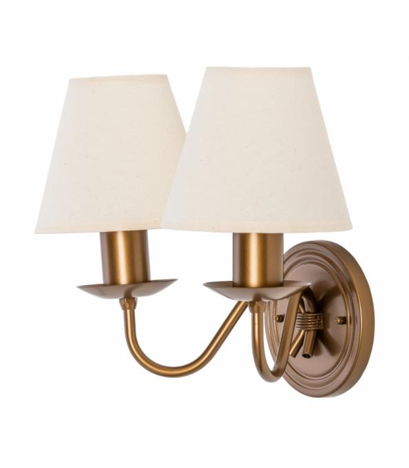 Arandela Foco Metallo Belga Dupla Cúpulas Tecido 2L E27 260x320x200mm AR 102/2