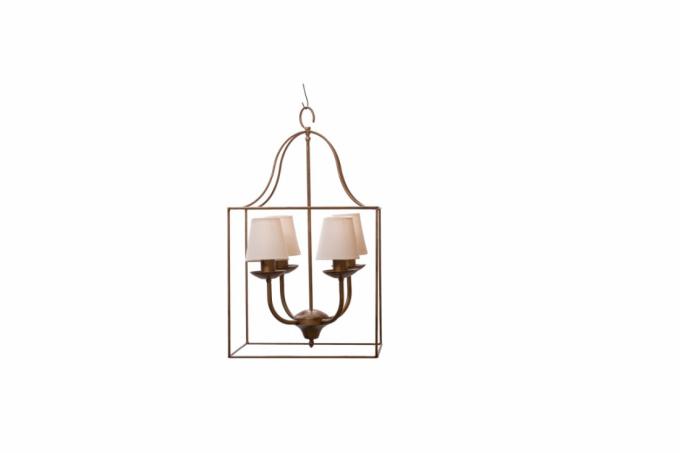 Pendente Foco Metallo Gaiola 4 Braços Metal e Cúpula Tecido 4L E27 400x400mm  PE 504/4