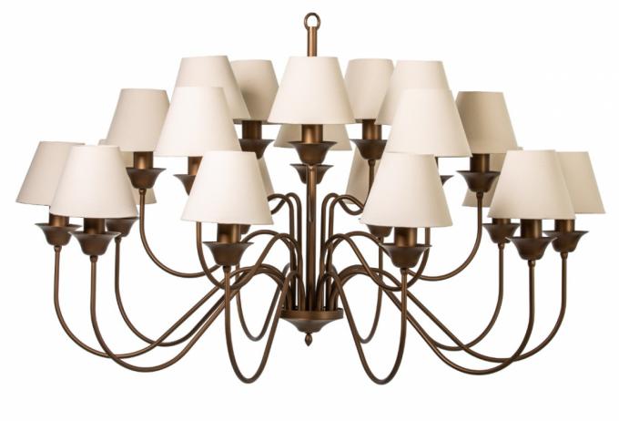 Lustre Foco Metallo Belga Belga Cúpulas Tecido 20L E27 Ø1160x690mm LU 409/20