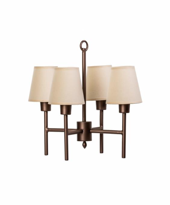 Lustre Foco Metallo Tocheiro Mini Cúpulas Tecido 4L E27 Ø400x400mm LU 411/M