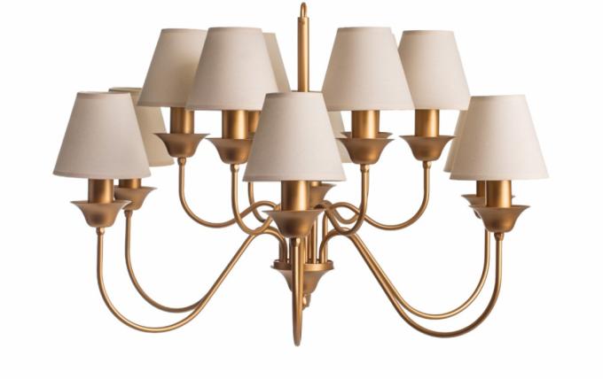 Lustre Foco Metallo Belga Cúpulas Tecido 12L E27 Ø900x510mm LU 409/12
